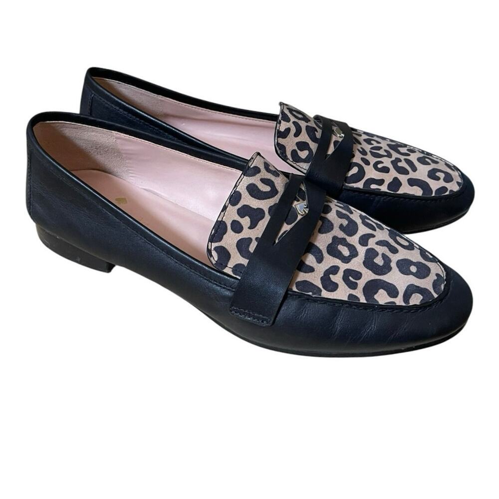 Kate Spade Size 8 Crista Leopard Penny Loafers Preppy Chic Animal Print Flats - Picture 3 of 11